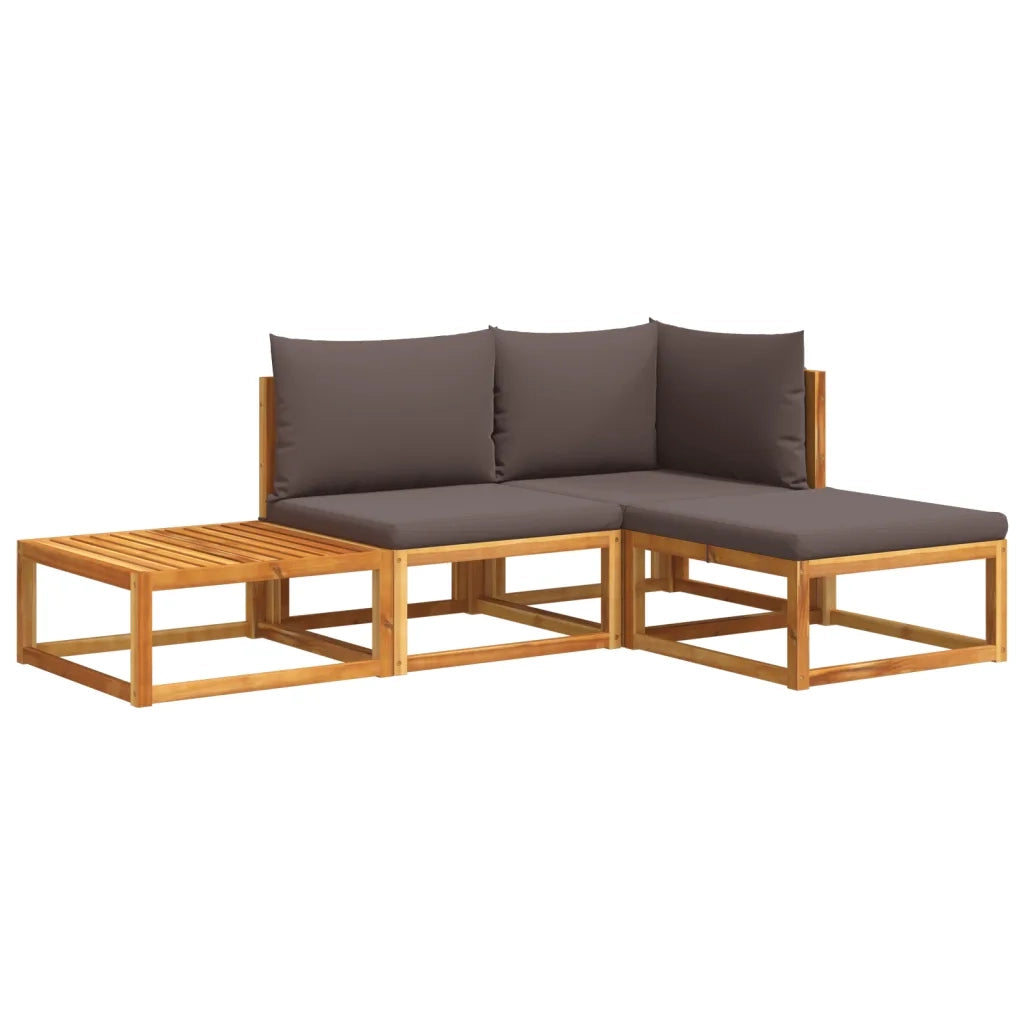 Set di divani da giardino 4 pezzi con cuscini in legno di acacia e corda