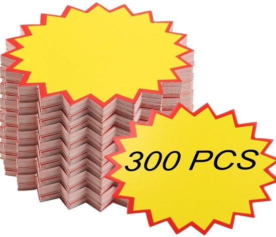 Etichette per prezzo 300 pezzi - Etichette di vendita - Sostegni per etichette di prezzo - Etichette di prezzo - Etichette di promozione - Materiale rigido carta 8x11 cm - Etichette di vendita