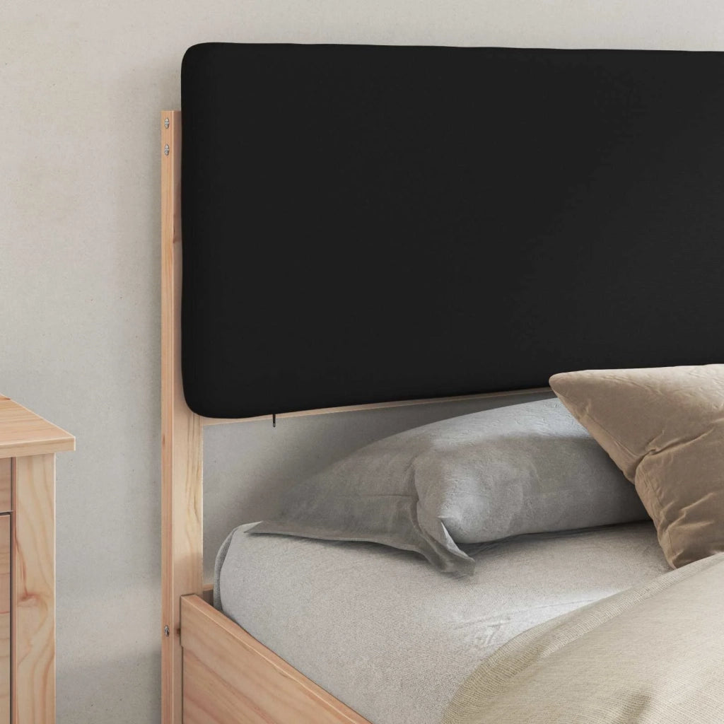 Letto con Testiera Rivestita-Struttura Letto con Testiera Nero 200 x 200 cm Pino massello 226882