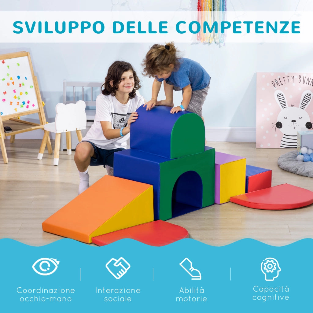 Casetta per Bambini ¨C Minimal ¨C Multicolore in PU e EPE, 170x130x40 cm
