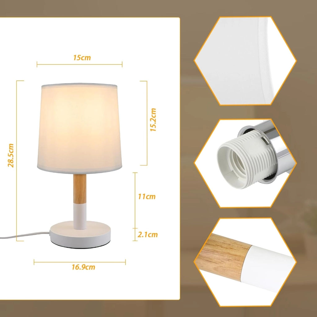 ZMH Lampada da tavolo E27 moderna paralume bianco per camera letto comodino