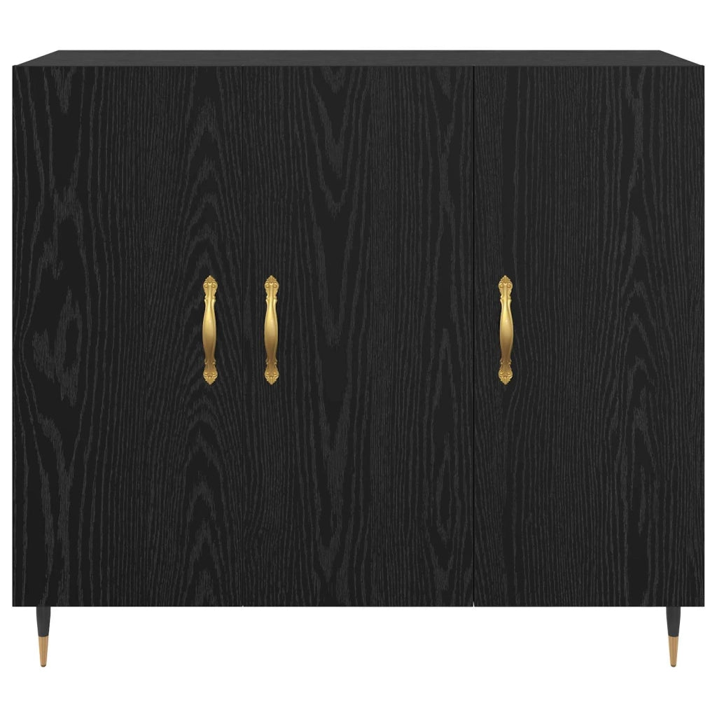 Credenza Rovere Nero 90 x 34 x 80 cm Legno multistrato 879581