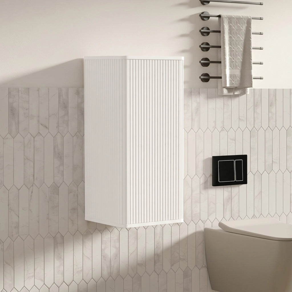 ARMADIO DA BAGNO A PARETE Bianco in MDF e compensato