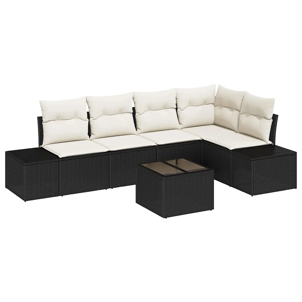 Set Divano da Giardino 6 pcs Nero polyrattan