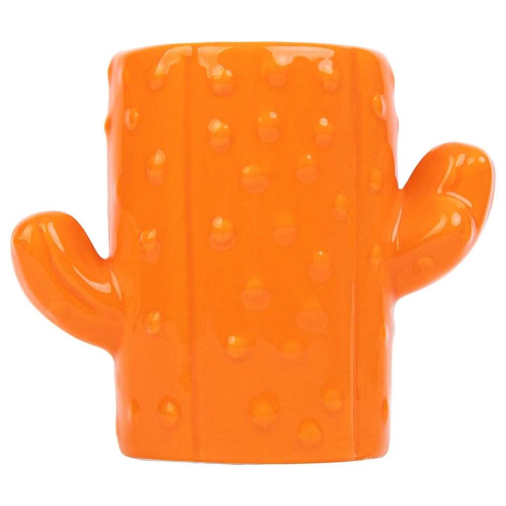 Portapenne cactus in ceramica arancione 13,5x7,8x11h