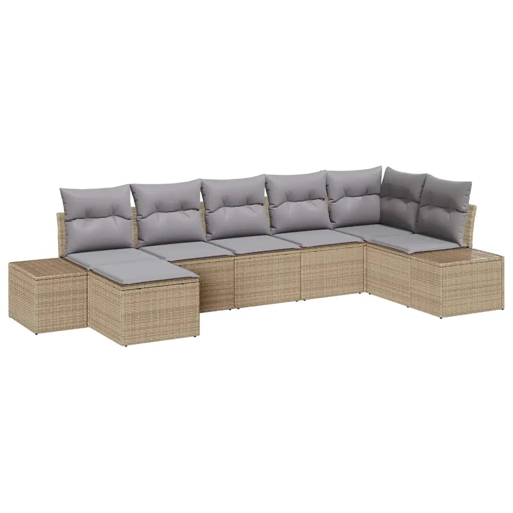 Set Divano da Giardino con cuscino 7 pcs Beige polyrattan 3355819