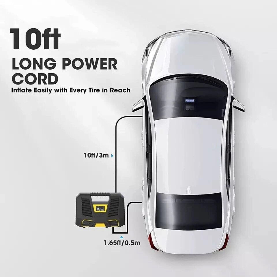 Compressore ad Aria Portatile a Batterie e a 12V Gonfiatore per Pneumatici Ruote
