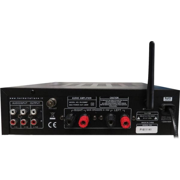 Amplificatore con radio lettore mp3 e ricevitore karma pa2380bt colore nero