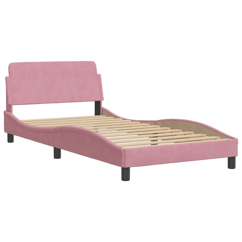 Letto con Materasso Hanko Rosa 100x200 cm in Velluto 3208585