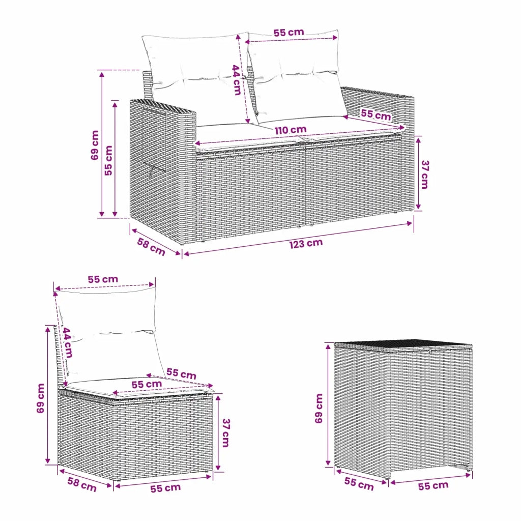 Set di divani 5 pz Beige e Grigio Chiaro 3447883