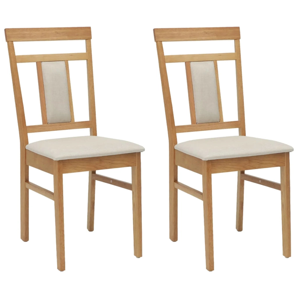 Sedia da pranzo 2 pcs Naturale e chiaro Legno di gomma solido