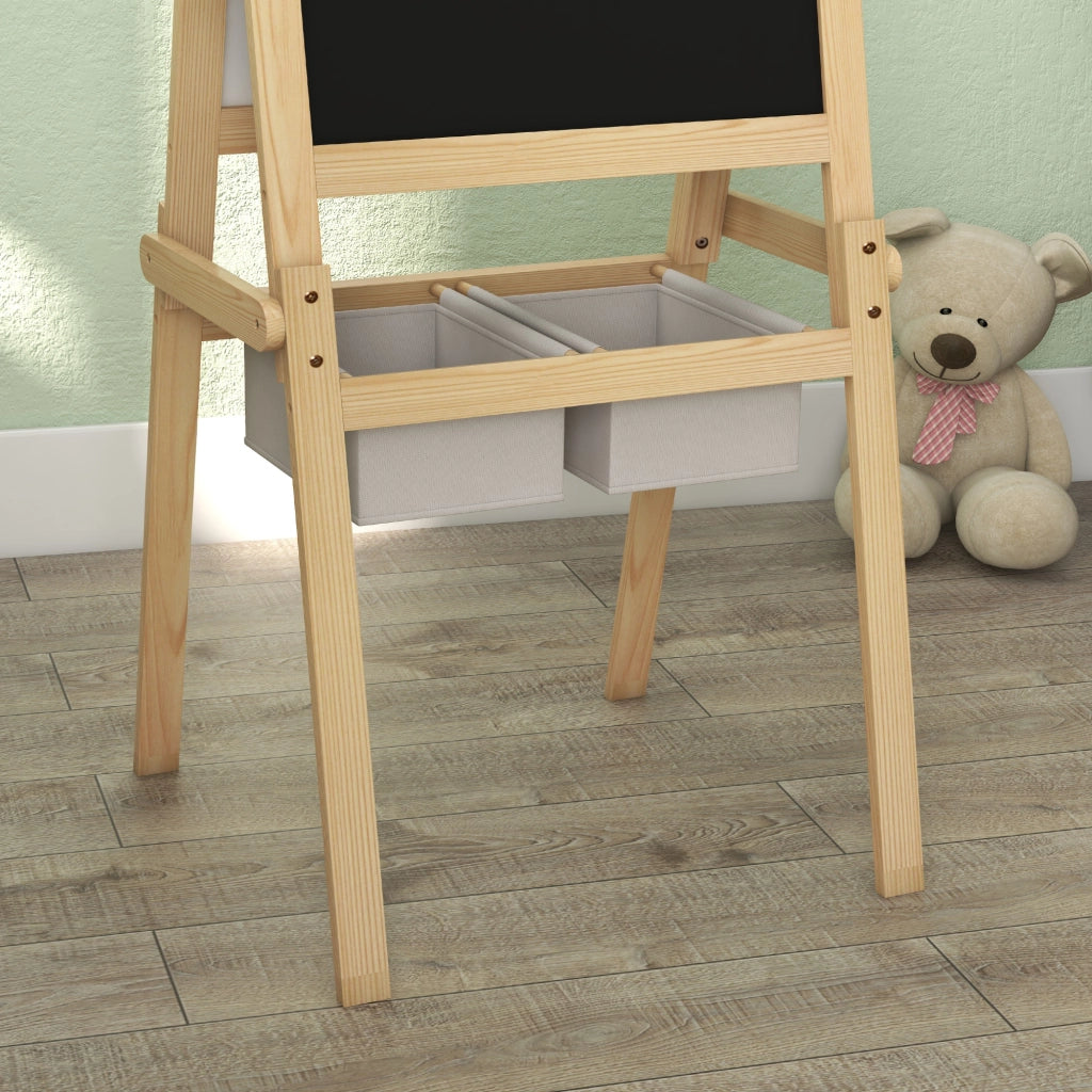 Cavalletto per Bambini 3 in 1 ¨C Xylo ¨C Legno Naturale Bianco con Lavagna 58x50,5x109 cm