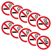 Etichetta di avviso di divieto di fumo - 10 pezzi - Autoadesivo - Impermeabile - Resistente alle abrasioni - Adatto per aziende/scuole - 7,6 cm - Tabellone di divieto di fumo
