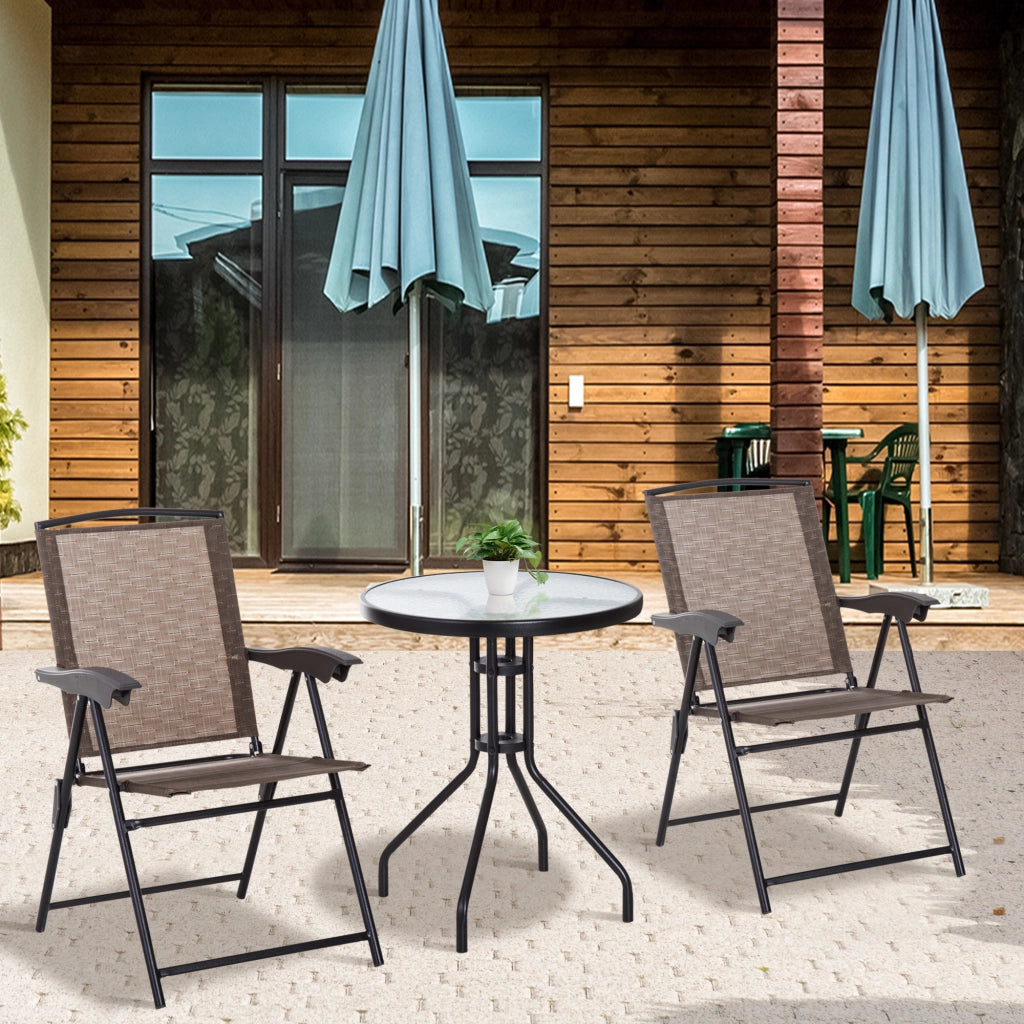 Set Giardino 3 Pezzi con Sedie Pieghevoli e Tavolo Rotondo ¨C Minimal ¨C Grigio