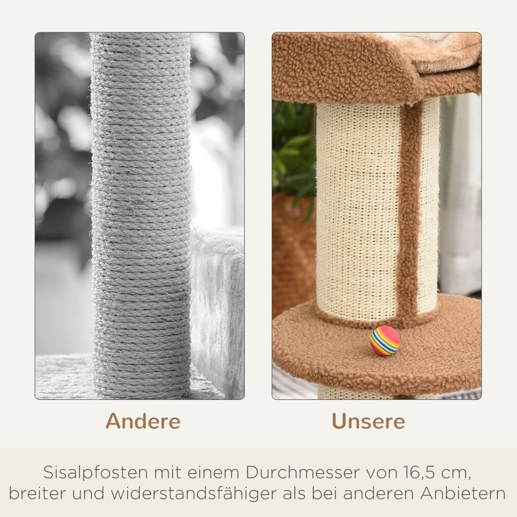 Tiragraffi per gatti 91 cm ¨C Xylo ¨C sisal, piattaforma, cuscino, marrone chiaro