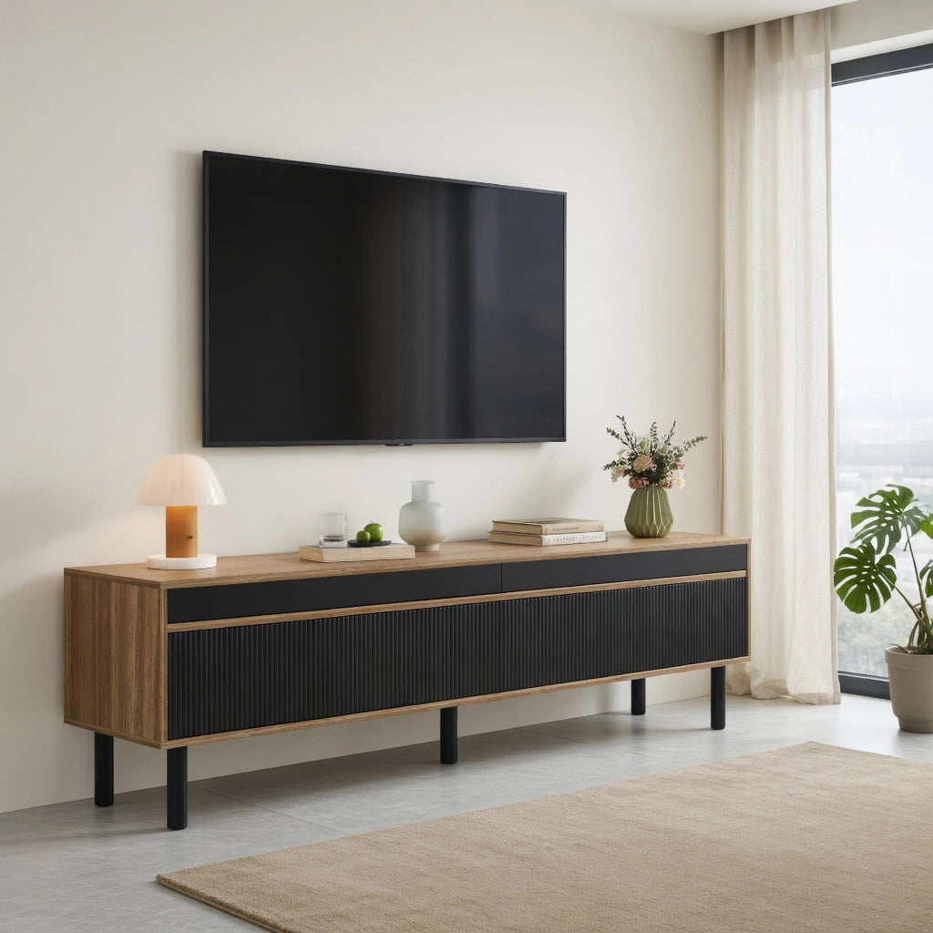 Mobile TV in truciolare nero lunghezza 170 cm