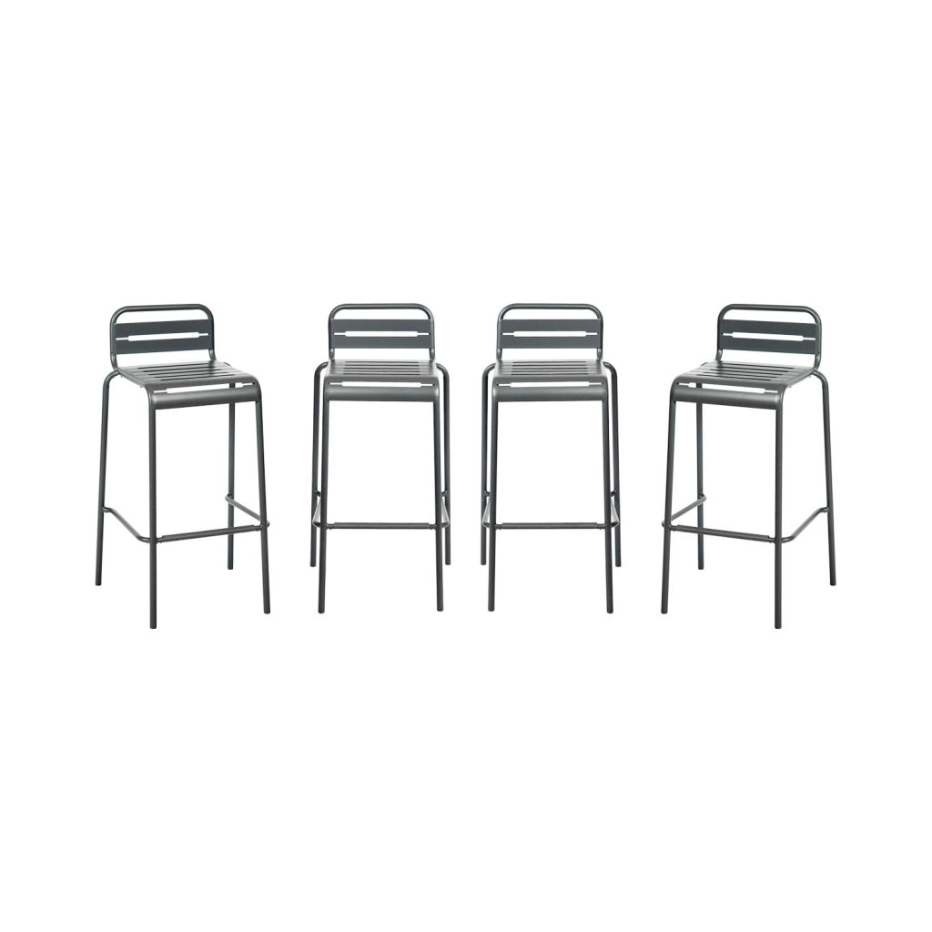 set 4 sedie alte bistrot in acciaio, antracite