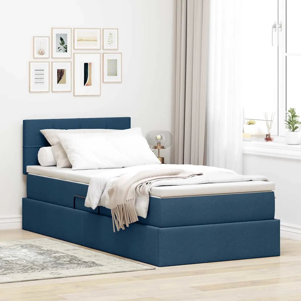 Letto con contenitore e materasso con materasso Blu 90 x 200 cm