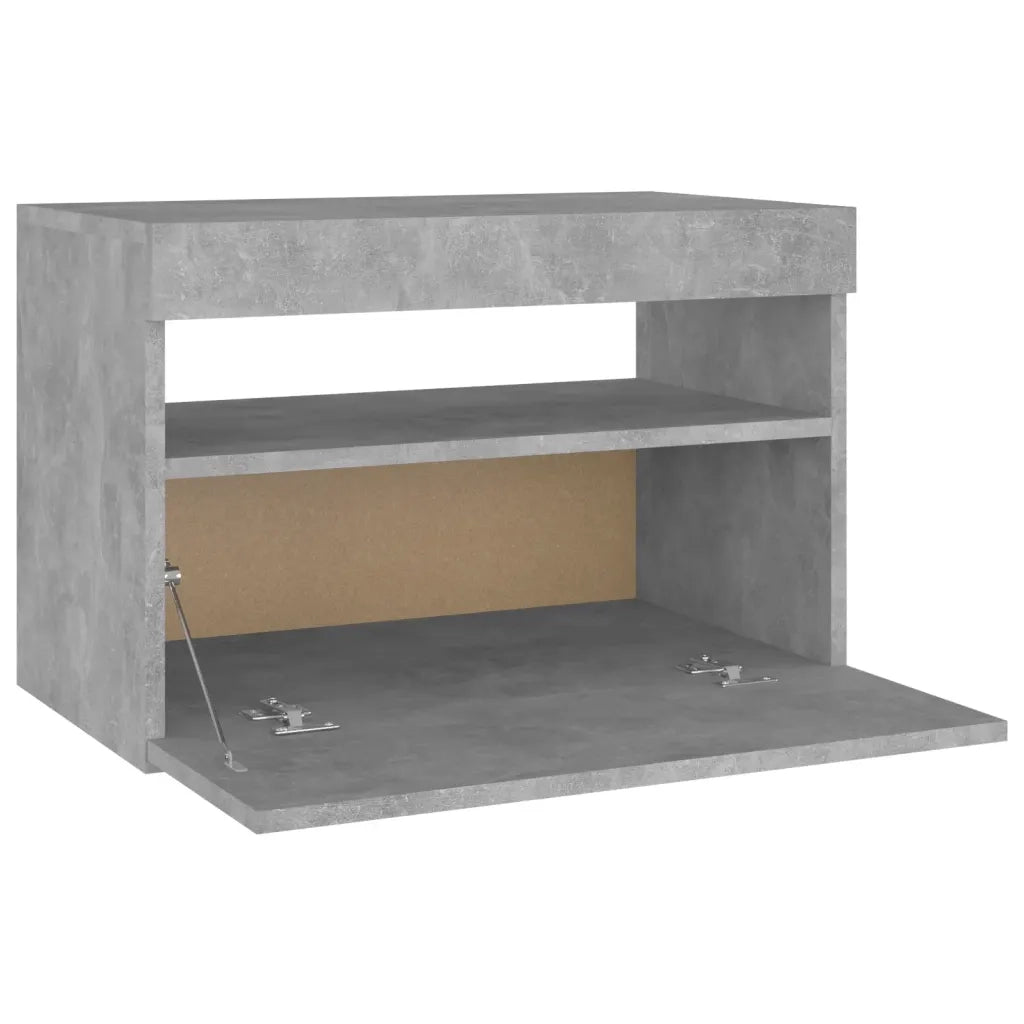 Comodino | Armadio da Notte | Mobiletto da notte con Luci LED Grigio Cemento 60x35x40 cm