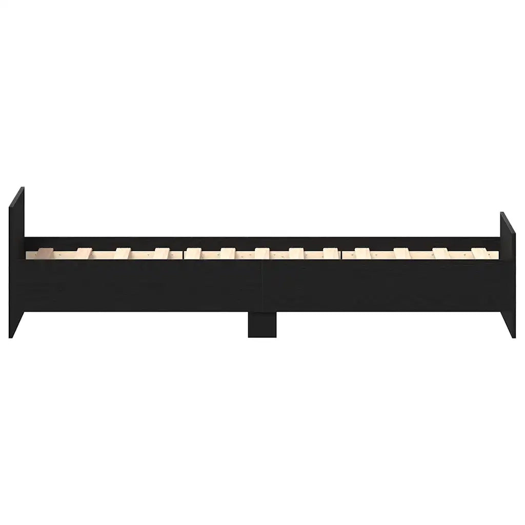 Letto singolo | Letto per adulti | Giroletto senza Materasso Rovere Nero 75x190 cm in Truciolato