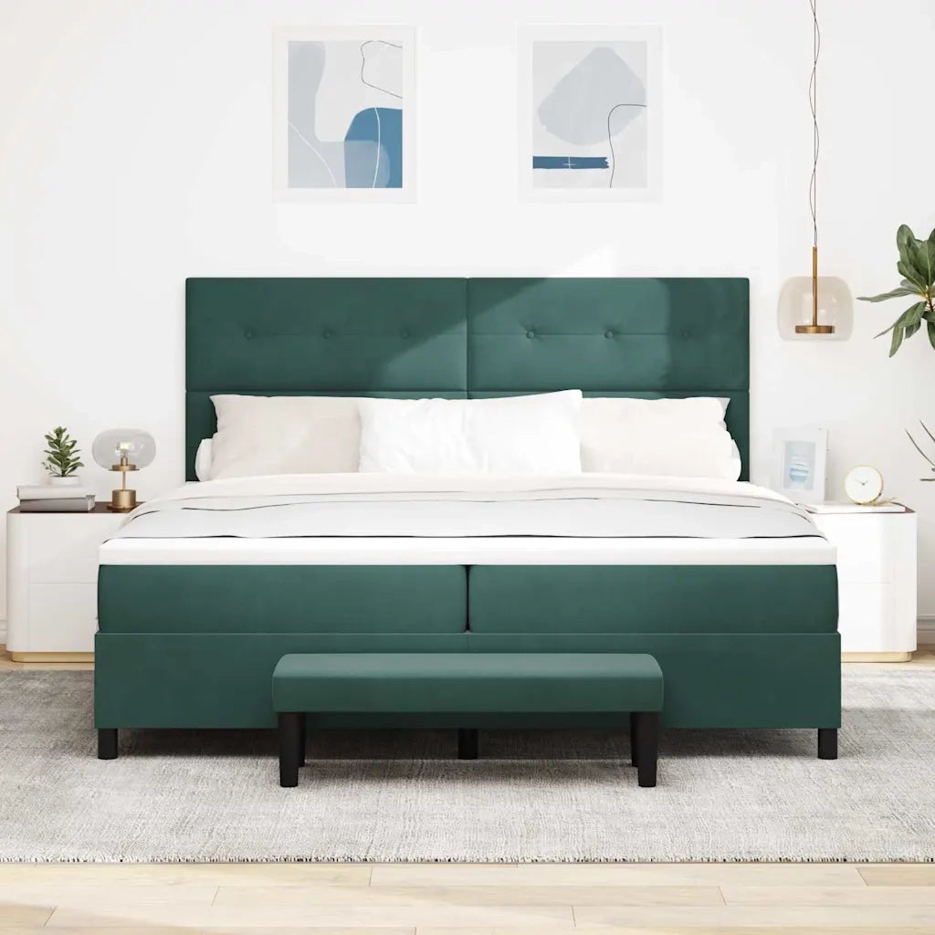 Letto a molle con materasso Verde scuro 200 x 200 cm Velluto
