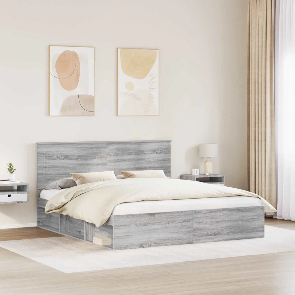 Letto matrimoniale | Letto per adulti | Struttura del letto Grigio Sonoma 180 x 200 cm Pino massello