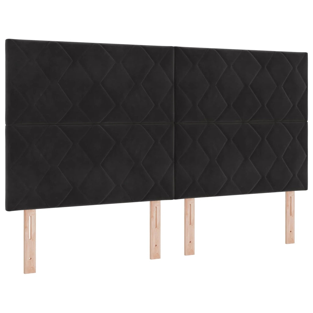 Letto Box Spring LED con Materasso Nero 180 x 200 cm Velluto 3456127