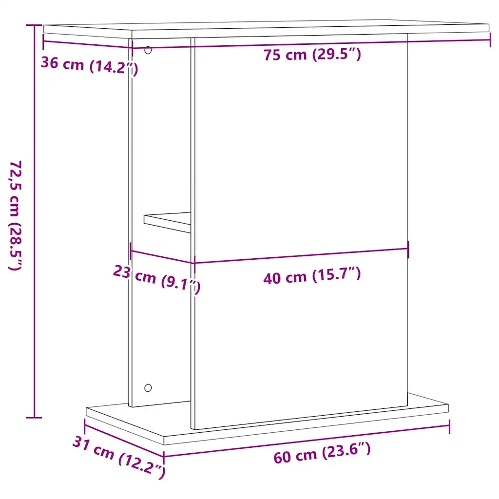 Supporto per acquario in rovere nero 75x36x72,5 cm in legno ingegnerizzato 862158