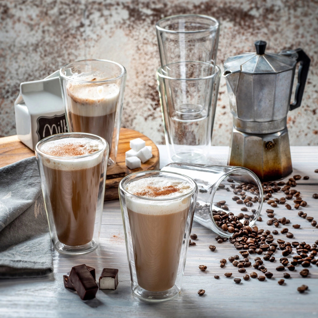 KADAX 2 bicchieri termici a doppia parete da 470 ml per caffè, tè e latte con cucchiaini