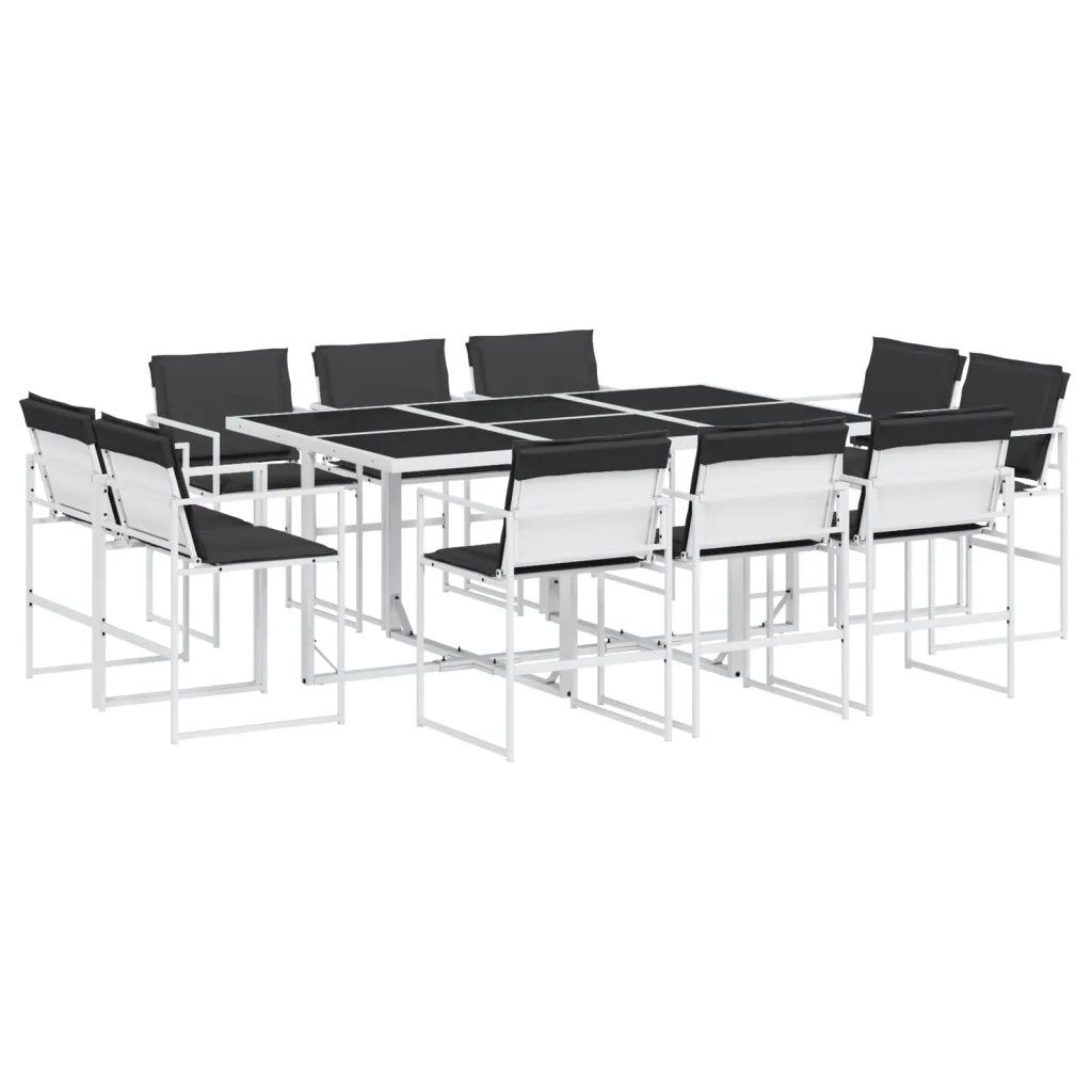 Set da Pranzo da Giardino 11 pz con Cuscini Bianco in Textilene 3295109