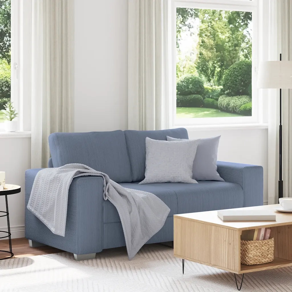 Divano Divanetto Blu 160x77x82 cm Tessuto di Velluto a Coste 4105196