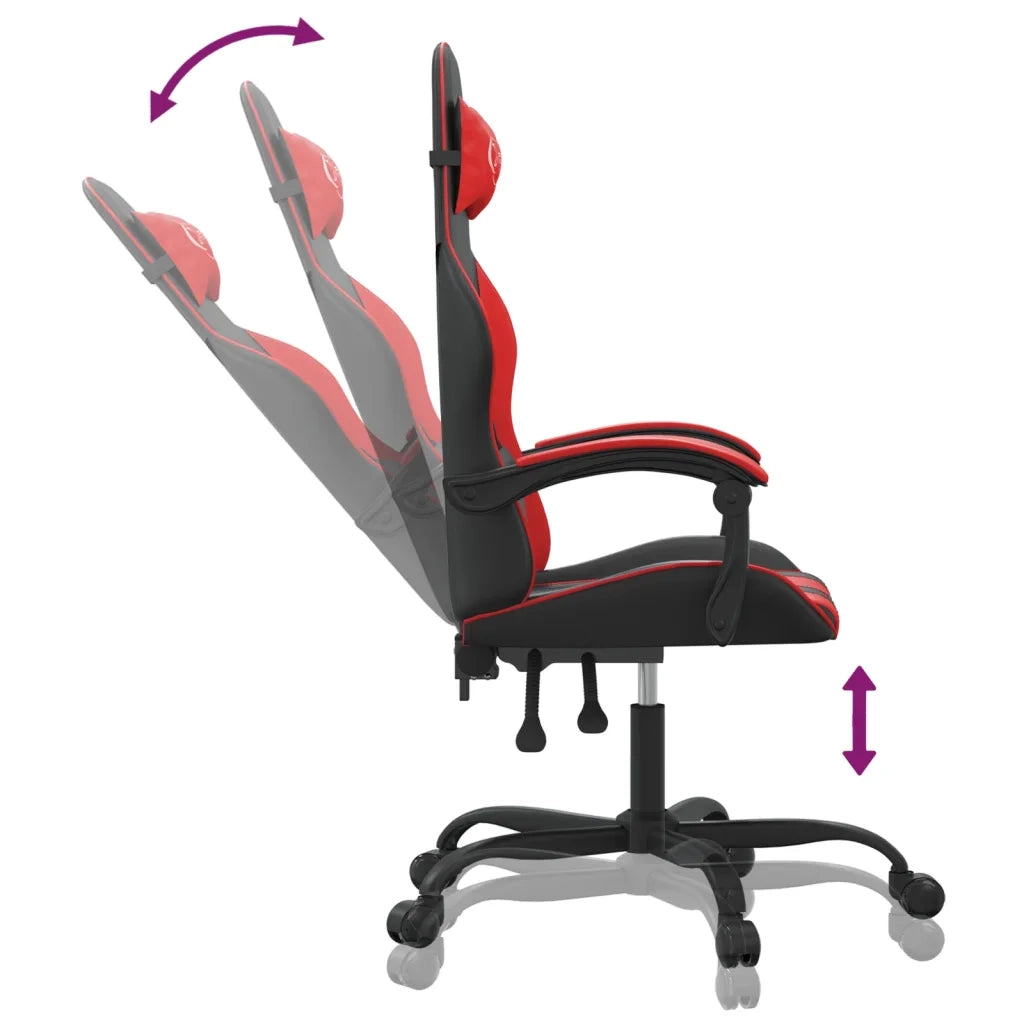 Sedia da Gaming Girevole Nera e Rossa in Similpelle 349592