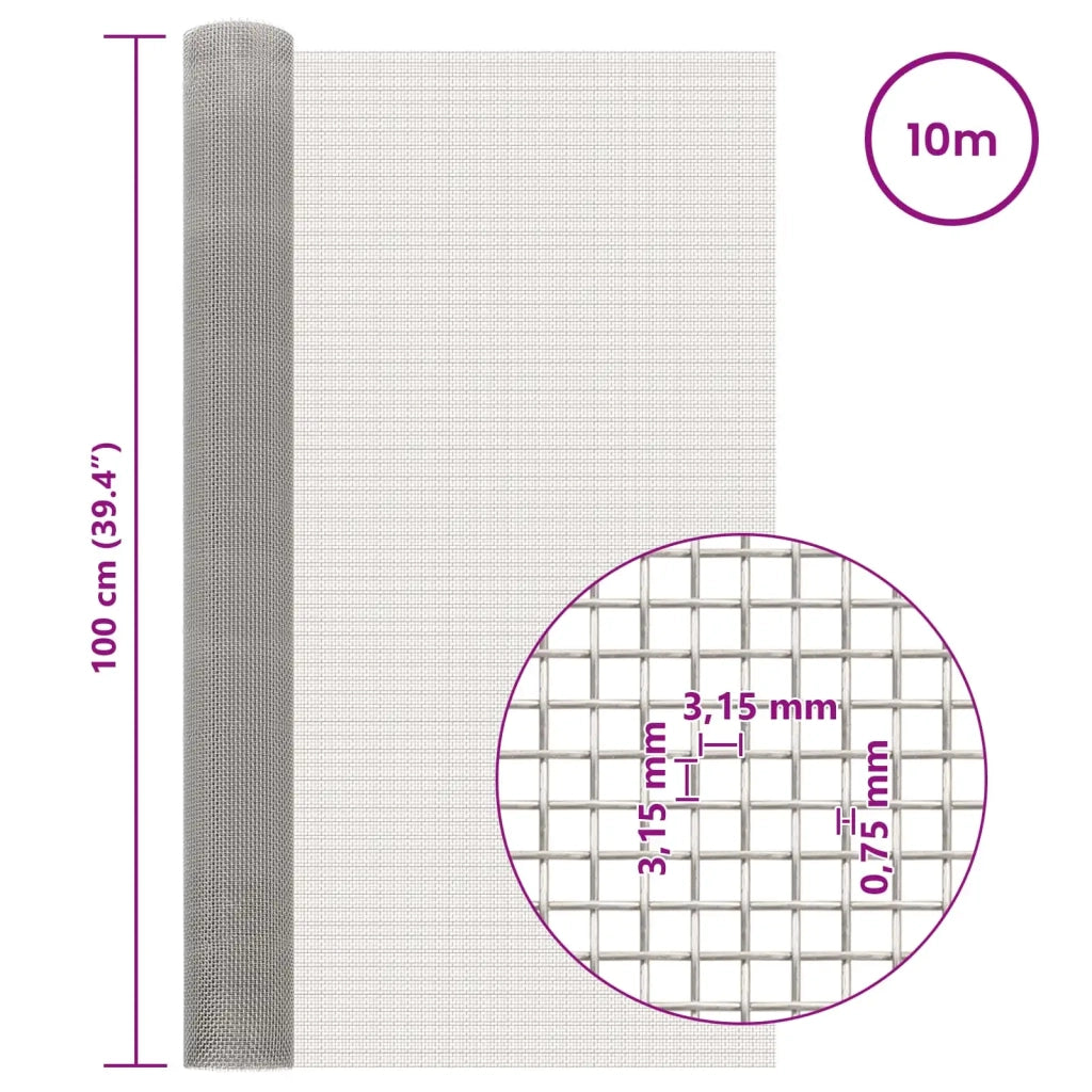 Rete per schermatura 100 x 1000 cm 6 Mesh Argento 42039658