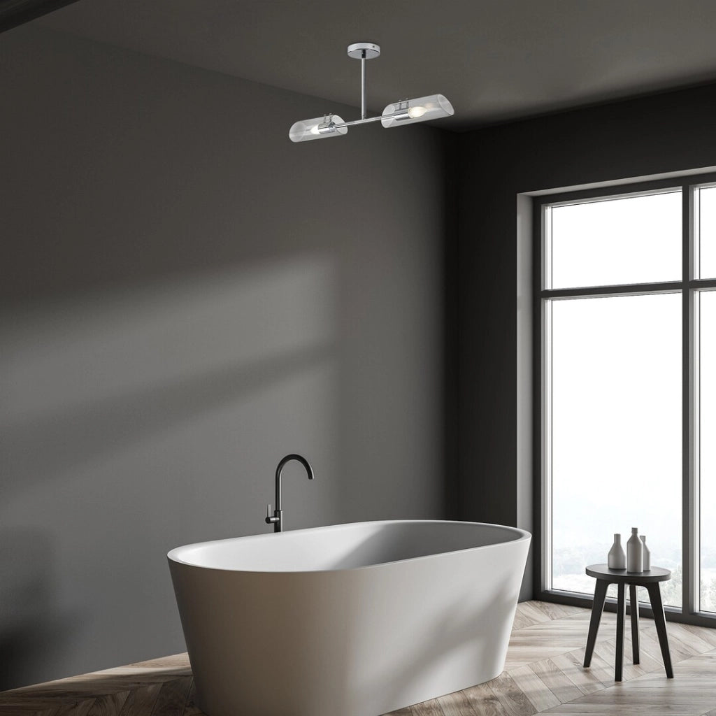 Plafoniera bagno cromata 2 vetro E14 IP44 Rabalux