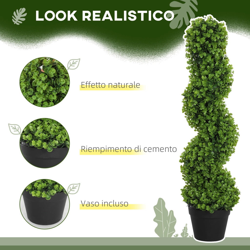 Pianta Finta Eucalipto Spirale con Vaso ¨C Minimal ¨C Verde Altezza 90 cm