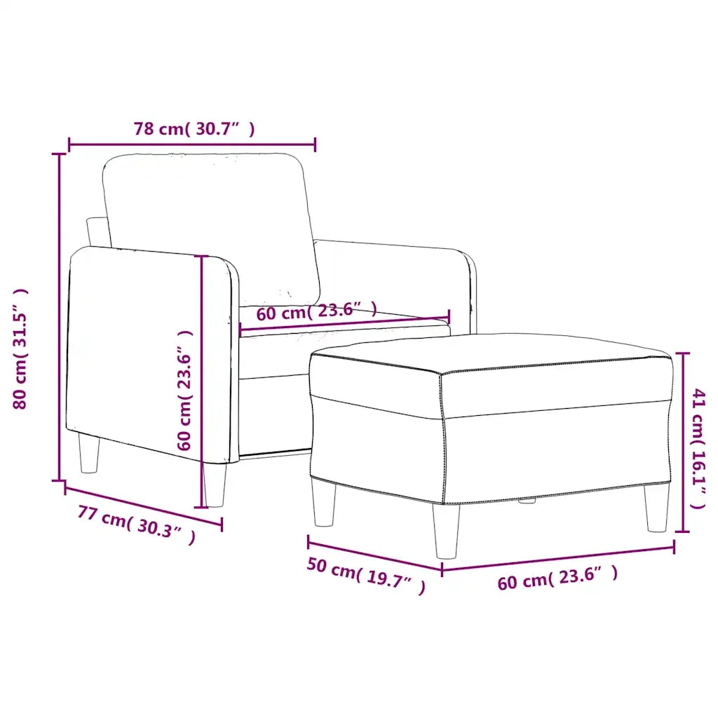 Poltrona | Sedia Relax con Poggiapiedi Nero 60 cm in Velluto