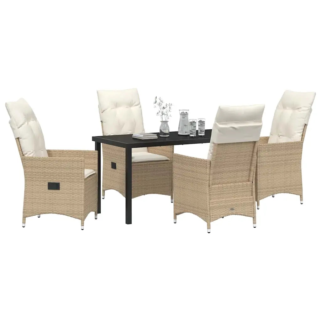 Set da Pranzo per Giardino con cuscino 5 pcs Beige polyrattan 3379557