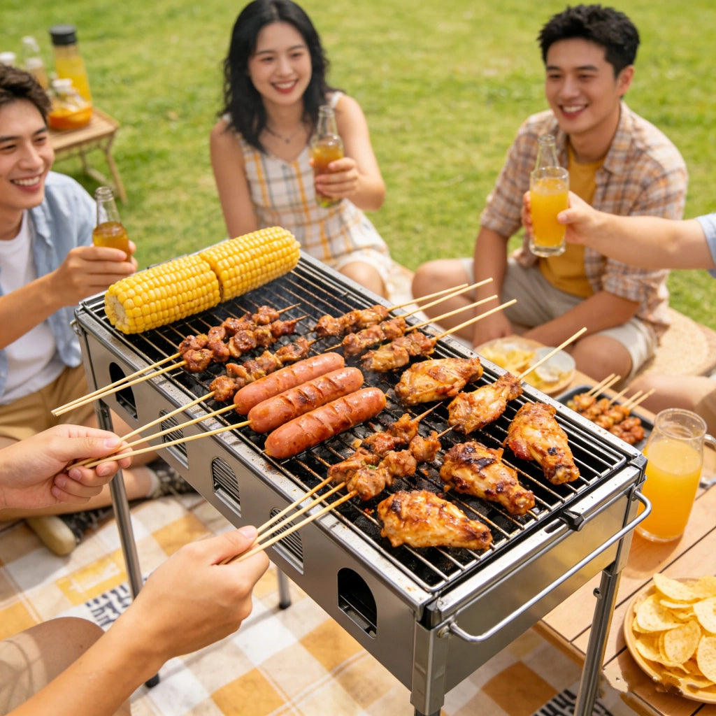 Barbecue Portatile da Giardino ¨C Minimal ¨C Grigio 50x30x50 cm