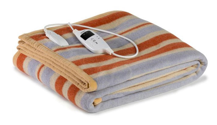 Coperta Elettrica Elettrocoperta 1 Piazza e Mezzo in Misto Lana Righe