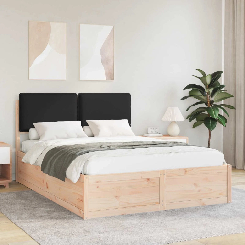 Letto con Testiera Rivestita-Struttura Letto con Testiera Nero 140 x 200 cm Pino massello 916913