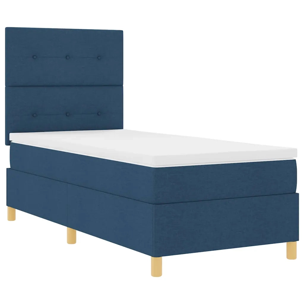 Letto a Sorgente LED con materasso Blu 80 x 200 cm Tessuto