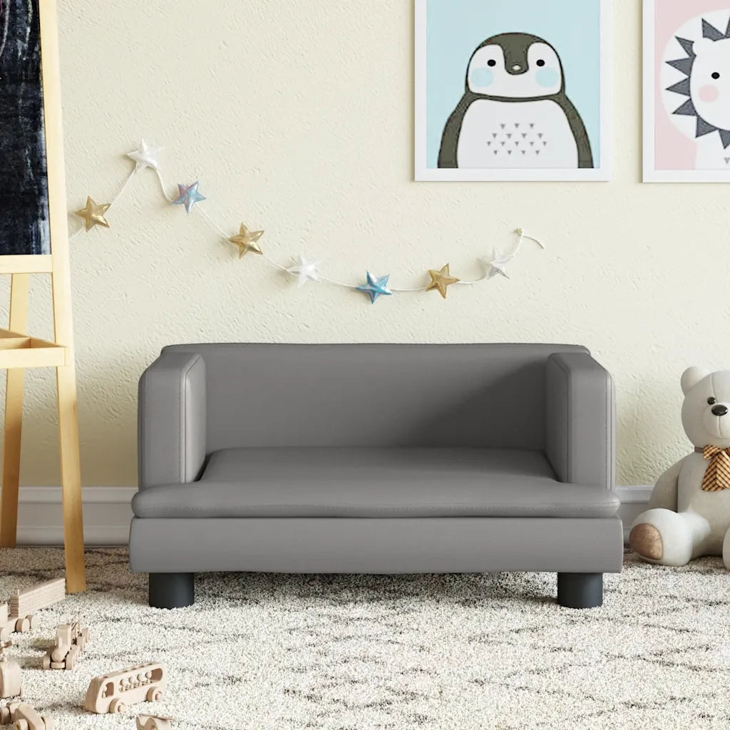 Divano per Bambini-Sofa-Divanetto Grigio 60x40x30 cm in Similpelle