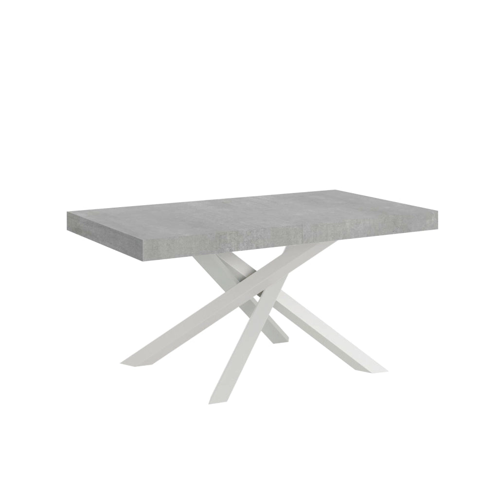 Tavolo allungabile 90x160/264 cm Volta cemento telaio bianco