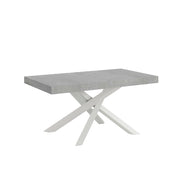 Tavolo allungabile 90x160/264 cm Volta cemento telaio bianco