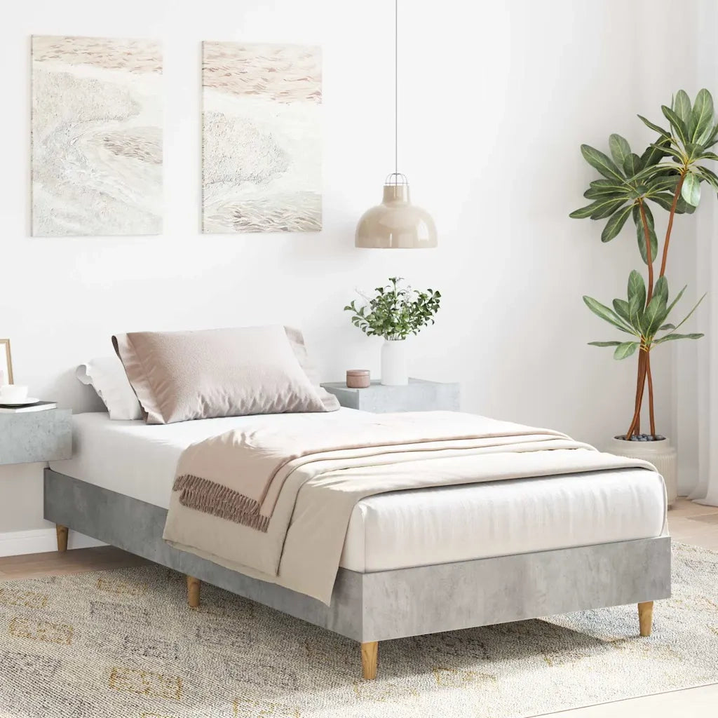 Letto singolo | Letto per adulti | Giroletto senza Materasso Grigio Cemento 75x190 cm Truciolato