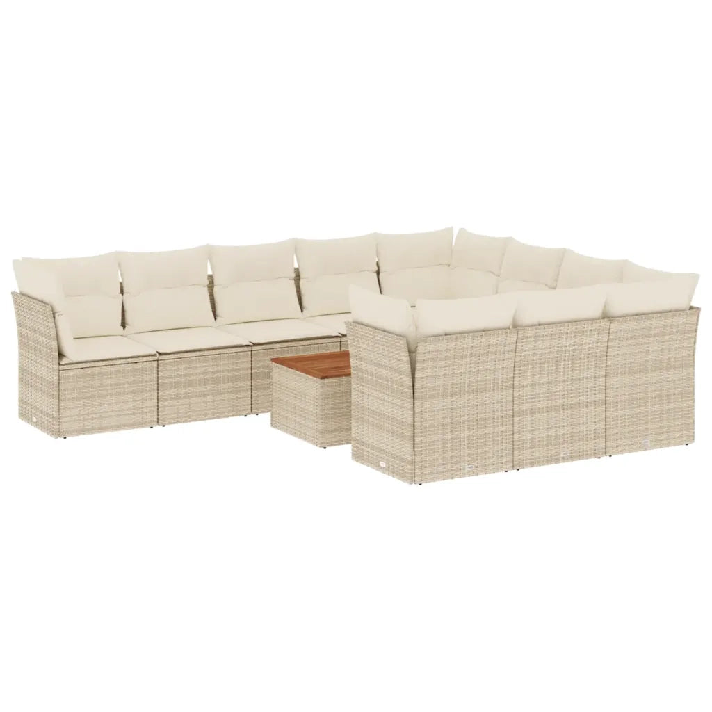 Set Divani da Giardino 11 pz con Cuscini Beige in Polyrattan 3256170