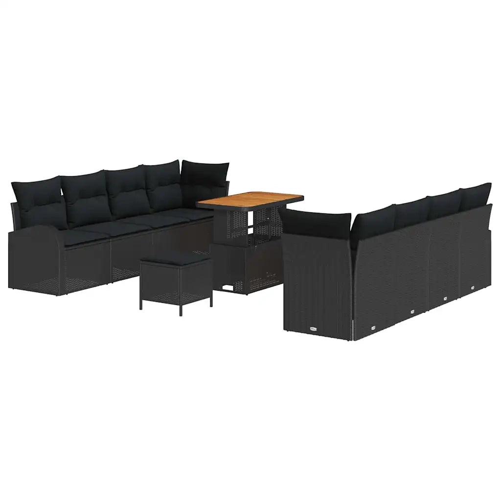 Set Divano da Giardino con cuscino 11 pcs Nero 3364319