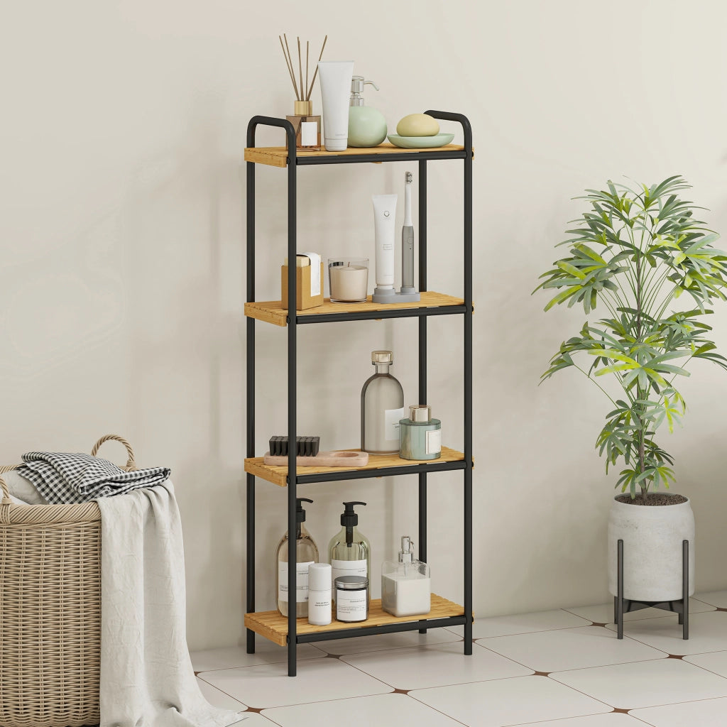 Etagere da bagno 4 ripiani in bambu ¨C zephmum ¨C 15x21.5x106 cm bianco