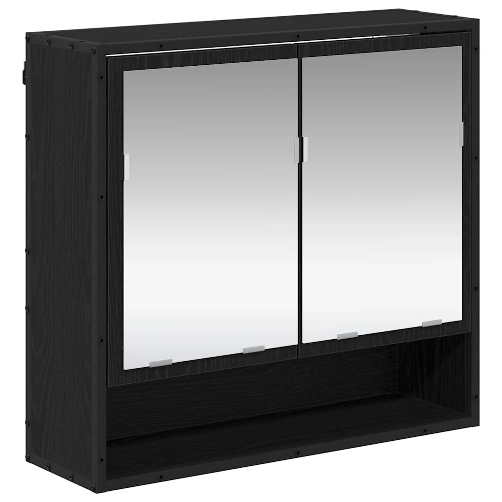 Set di mobili per il bagno 4 pcs Rovere Nero Legno multistrato 3402341