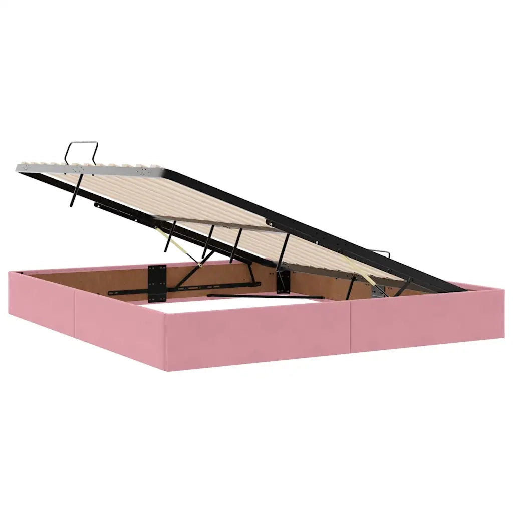 Letto con contenitore e LED con led Rosa 160 x 200 cm Velluto 3371468